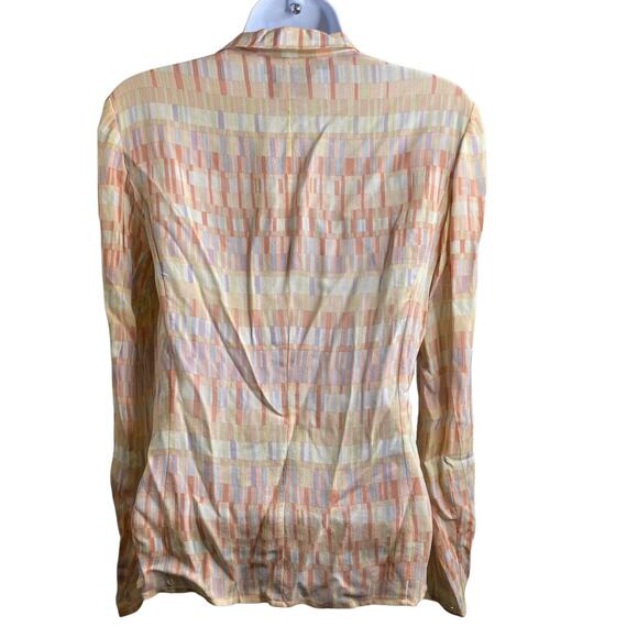 Vintage EPISODE 100% Silk Pink Yellow Orange Blouse Size 6 Career‎ Y2K 90’s Work - Picture 2 of 10
